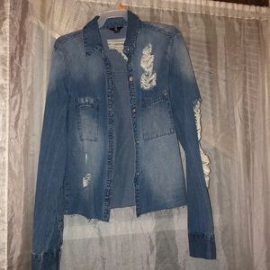 Ripped long sleeve button up